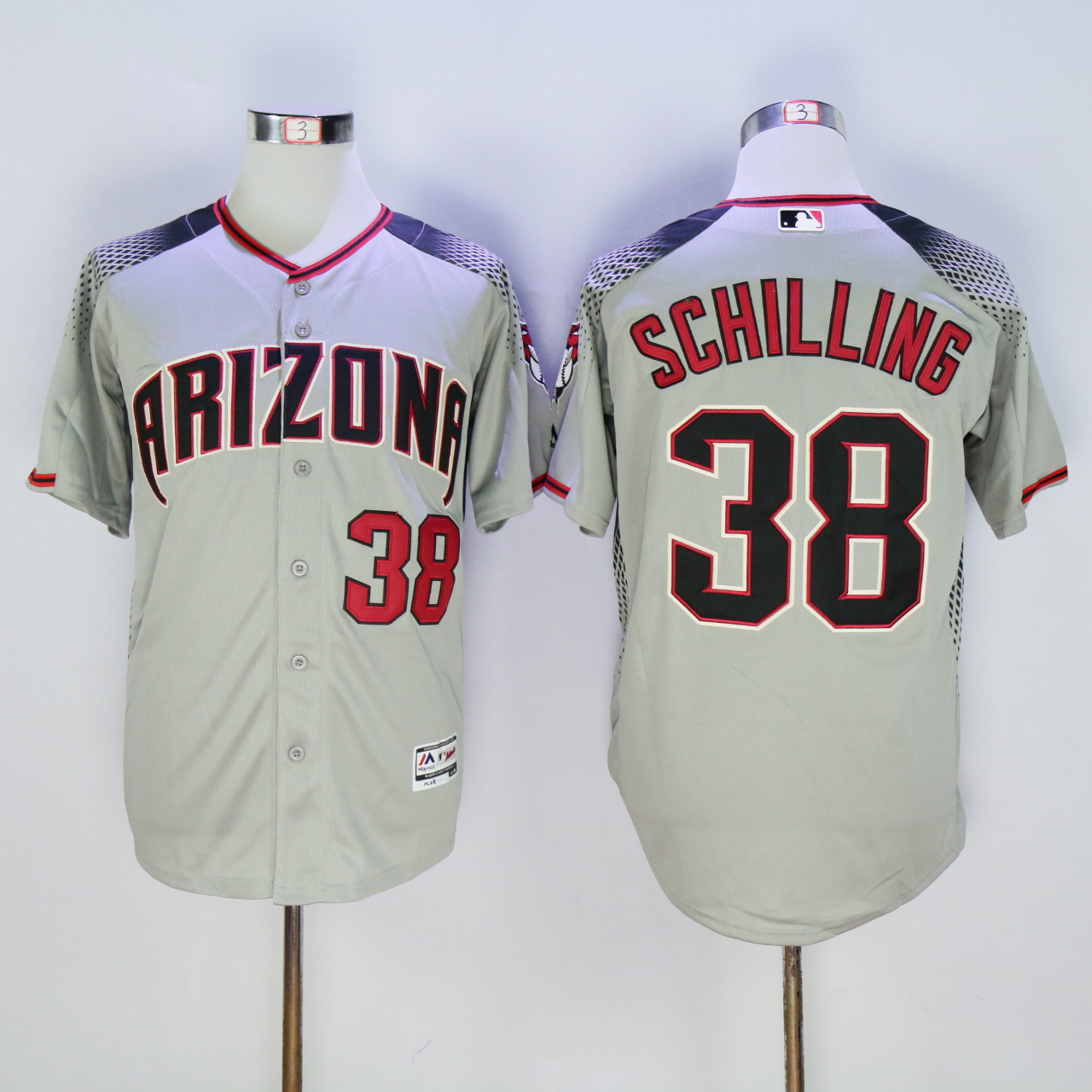 Men Arizona Diamondback #38 Schilling Grey MLB Jerseys1->arizona diamondback->MLB Jersey